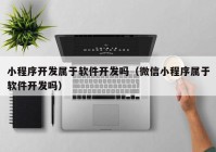 小程序开发属于软件开发吗（微信小程序属于软件开发吗）