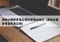 深圳小程序开发公司兴田德润简介（深圳小程序专业开发公司）