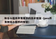 微信小程序开发用到的技术框架（java开发微信小程序的框架）