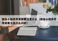 微信小程序开发需要注意什么（微信小程序开发需要注意什么问题）