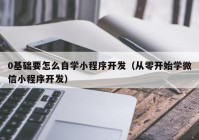 0基础要怎么自学小程序开发（从零开始学微信小程序开发）