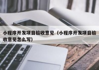 小程序开发项目验收意见（小程序开发项目验收意见怎么写）