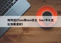 如何进行seo和seo优化（seo怎么优化效果更好）