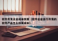 软件开发企业成本核算（软件企业自行开发的软件产品怎么核算成本）