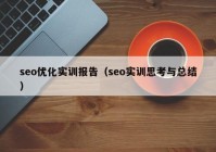 seo优化实训报告（seo实训思考与总结）